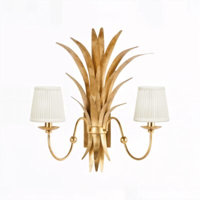 Alternative view of Wheat Sconce - Gold Electrified w/ Shades