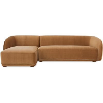 Faye Left Sectional Tan Faux Mohair
