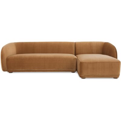 Faye Right Sectional Tan Faux Mohair