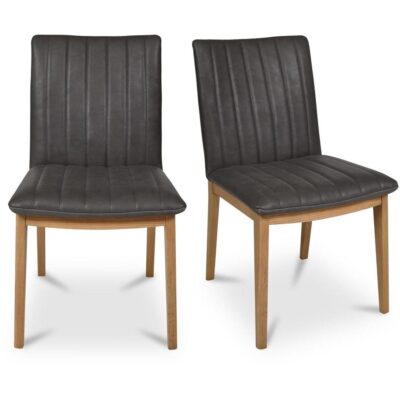 Demi Dining Chair Brown Leather-Set of Two