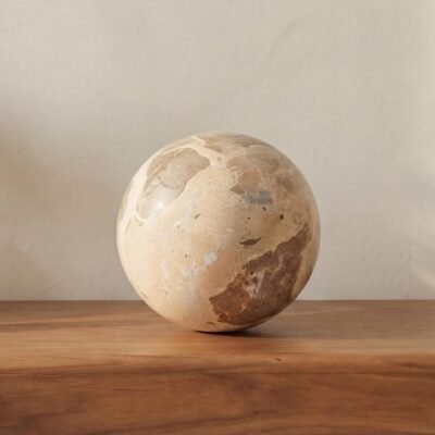Alternative view of Odessa Sphere Tabletop Accent Tendu Beige Marble
