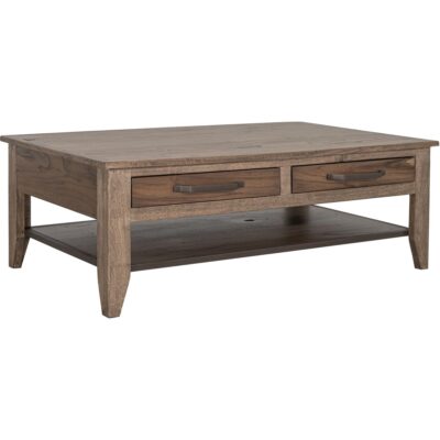 Natural Teca 4 Drawer 1 Shelf Cocktail Table