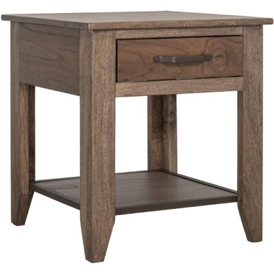 Natural Teca 1 Drawer 1 Shelf End Table