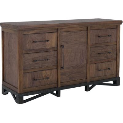 Walnut 6 Drawer 1 Door Dresser