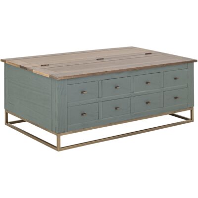 Timber 8 Drawers Hinged Top Cocktail Table