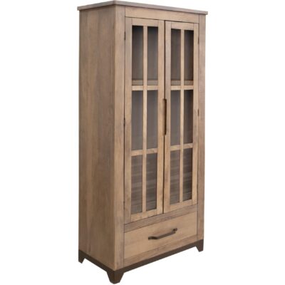 Natural Parota 2 Glass Door 1 Drawer Cabinet