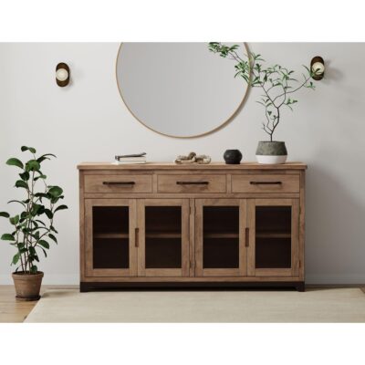 Alternative view of Natural Parota 3 Drawer 4 Glass Doors Console