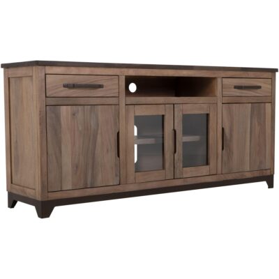 Natural Parota 2 Drawer 2 Door 2 Glass Door Stand 70"