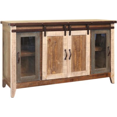 Antique 2 Glass Doors 2 Sliding Doors 60" TV Stand