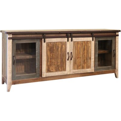 Antique 2 Glass Doors 2 Sliding Doors 80" TV Stand