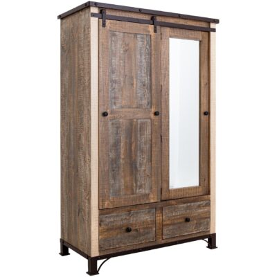 Antique 2 Drawer 1 Sliding Door 1 Mirror Door Armoire