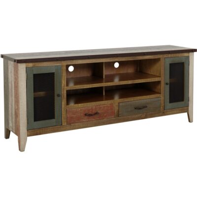 Alternative view of Antique 2 Drawer 2 Iron Mesh Doors 76" TV Stand