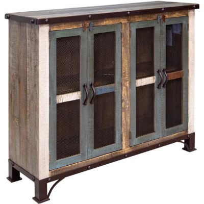 Antique 4 Iron Mesh Door 48" Console