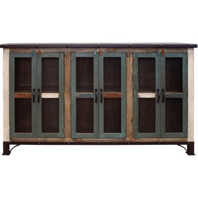Alternative view of Antique 6 Iron Mesh Door 71" Console