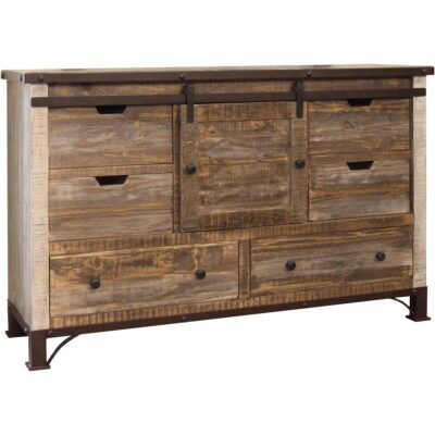 Antique 6 Drawer 1 Sliding Door Dresser