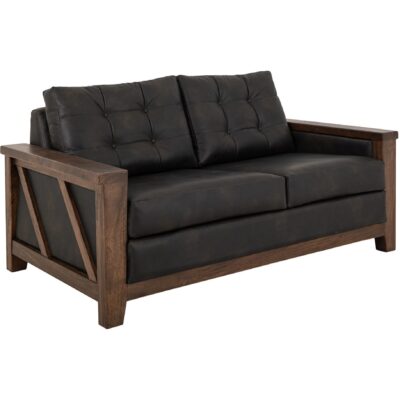 Walnut Wooden Frame Upholstered Loveseat