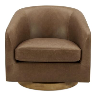 Oscy Leather Swivel Chair Tan
