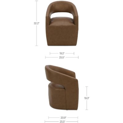 Alternative view of Barrow Rolling Dining Chair Tan Leather