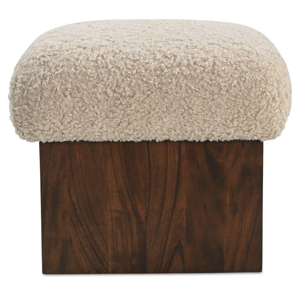 Serge Ottoman Cream Faux Shearling
