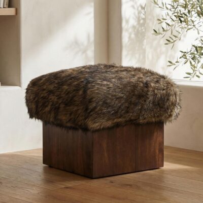 Alternative view of Serge Ottoman Brown Faux Fur