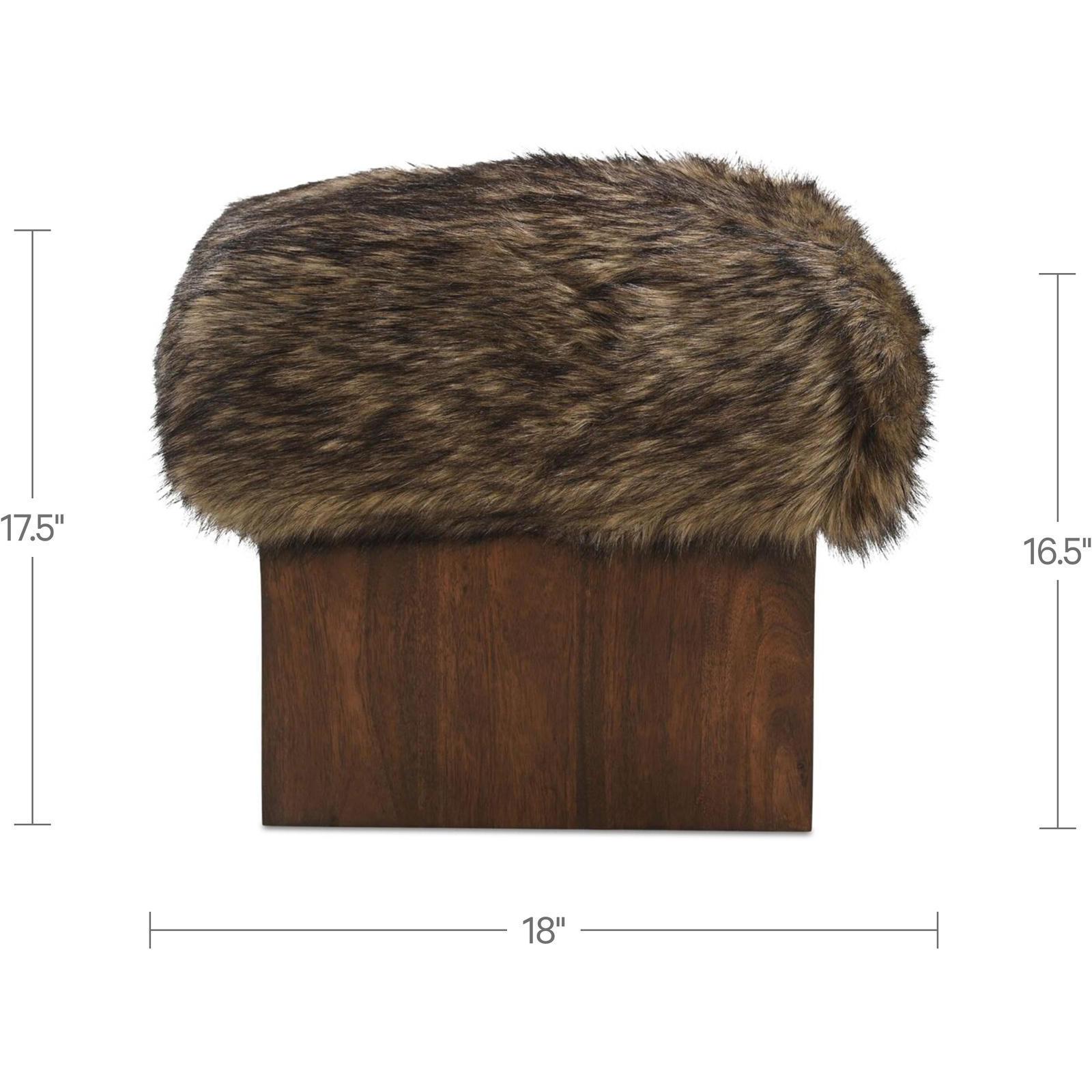 Serge Ottoman Brown Faux Fur - Image 3