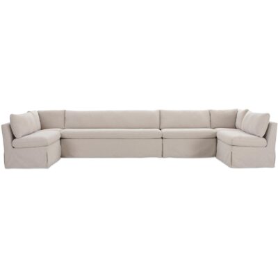 Fable Slipcover Dining Banquette U-Shape Beige 168In