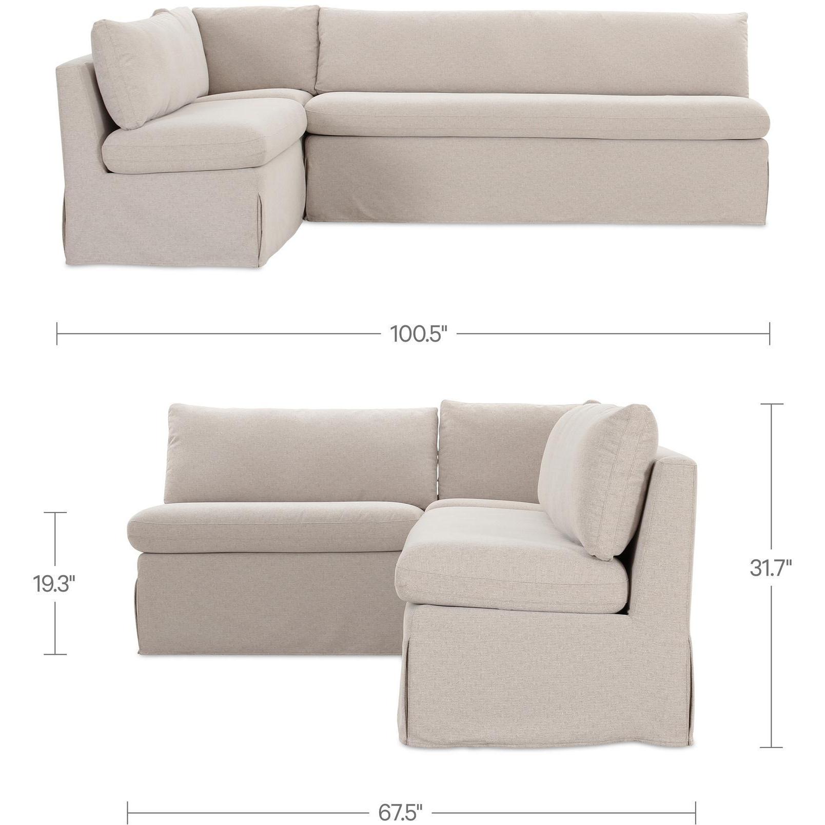 Fable Slipcover Dining Banquette L-Shape Beige 100.5 in. - Image 5