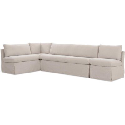 Fable Slipcover Dining Banquette L-Shape Beige 125.5In