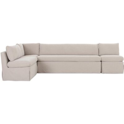 Fable Slipcover Dining Banquette L-Shape Beige 125.5In