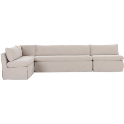Fable Slipcover Dining Banquette L-Shape Beige 139.5In