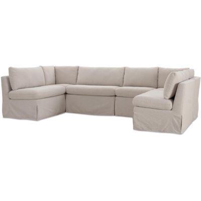 Fable Slipcover Dining Banquette U-Shape Beige 121In