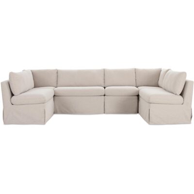 Fable Slipcover Dining Banquette U-Shape Beige 121In