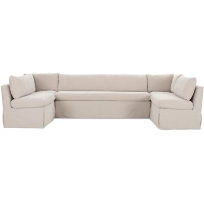 Fable Slipcover Dining Banquette U-Shape Beige 129In