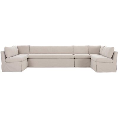Fable Slipcover Dining Banquette U-Shape Beige 154In