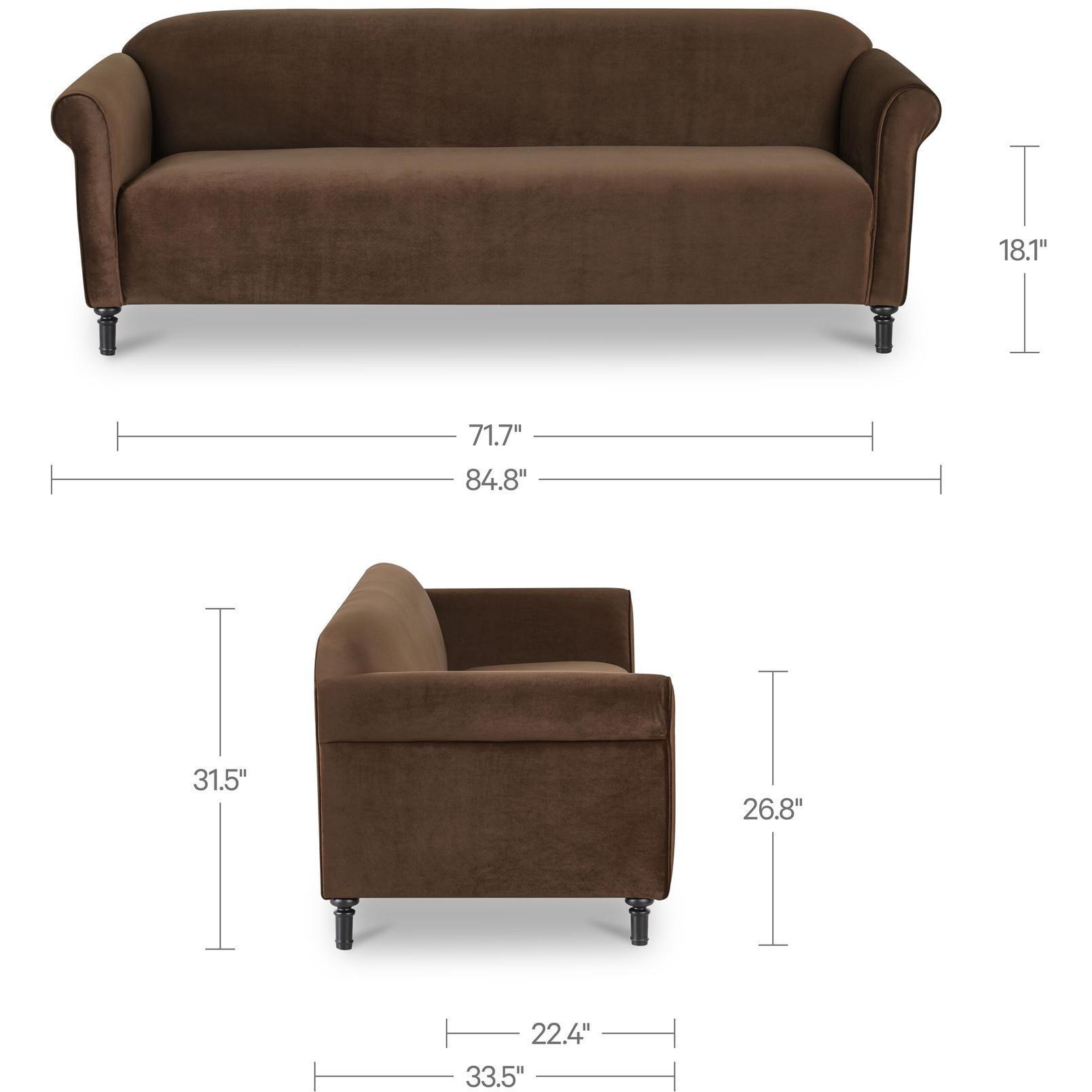 Harmony Sofa Dark Brown Faux Mohair - Image 3