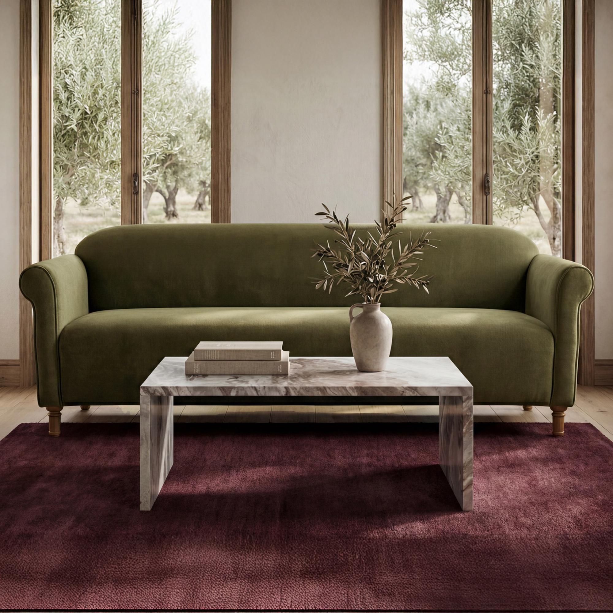 Harmony Sofa Dark Green Faux Mohair - Image 2