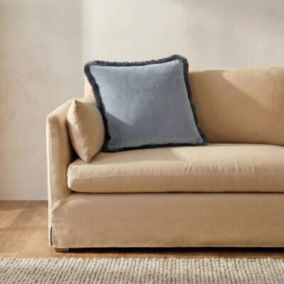 Alternative view of Yasmin Square Cushion Light Blue Faux Mohair