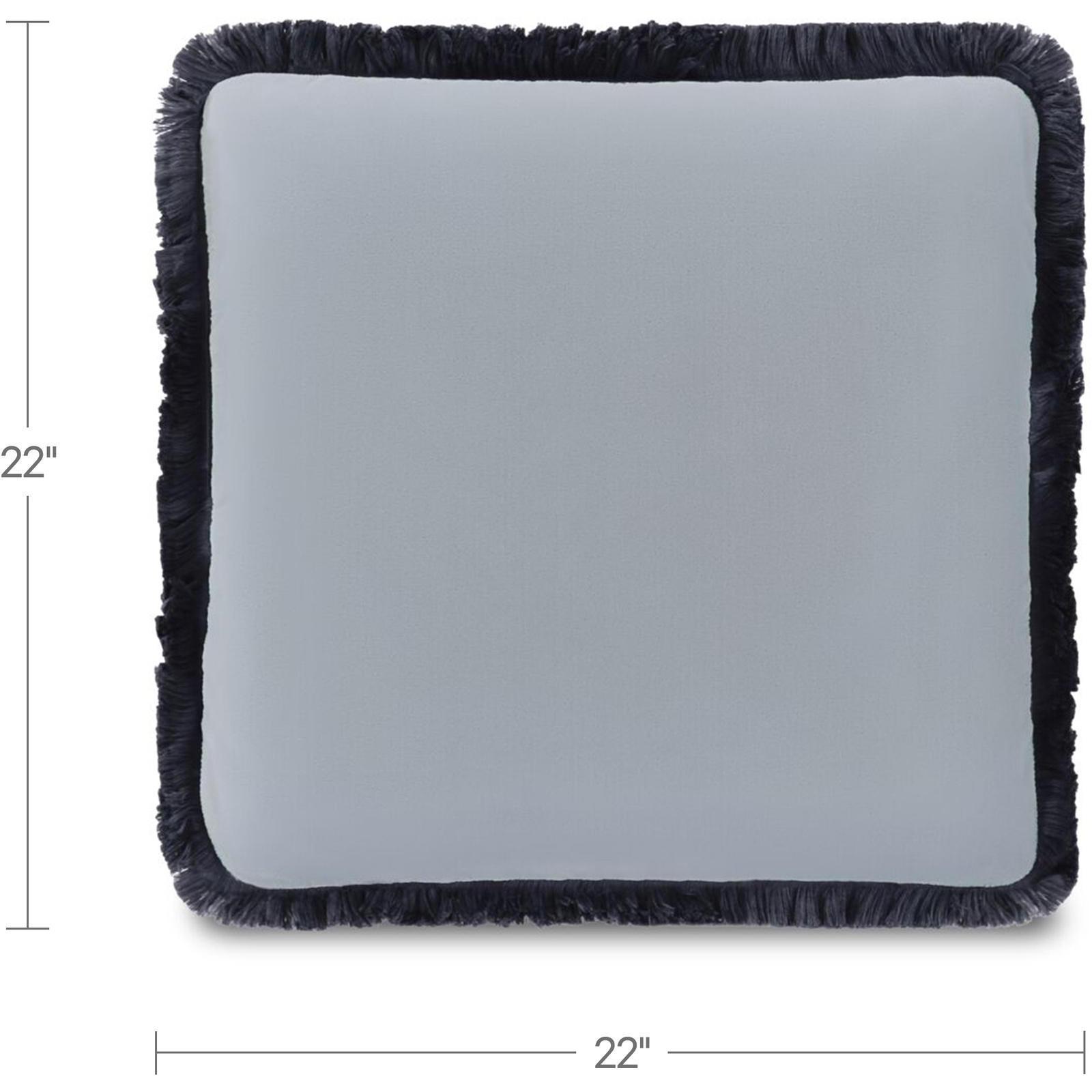Yasmin Square Cushion Light Blue Faux Mohair - Image 3