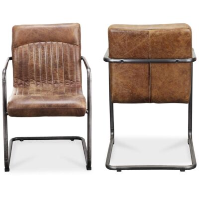 Alternative view of Ansel Arm Chair Grazed Brown Leather (Set of 2)