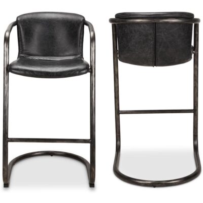 Alternative view of Freeman Barstool Onyx Black Leather (Set of 2)