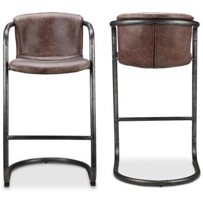 Alternative view of Freeman Barstool Grazed Brown Leather (Set of 2)
