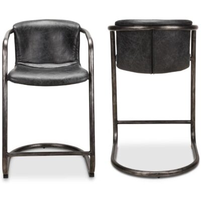 Alternative view of Freeman Counter Stool Onyx Black Leather  (Set of 2)