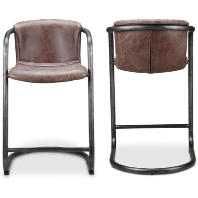 Alternative view of Freeman Counter Stool Grazed Brown Leather (Set of 2)