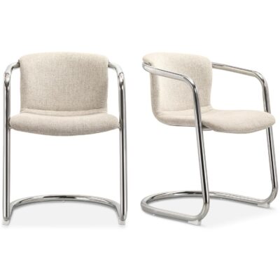 Freeman Chrome Frame Dining Chair Blended Cream-Set of Two