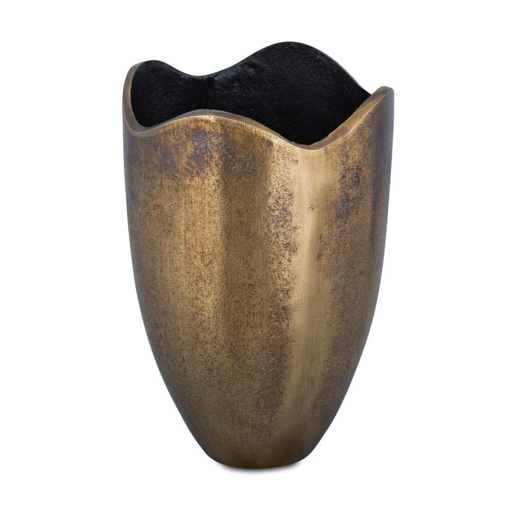 Athena Cast Aluminum Vase Antique Brass