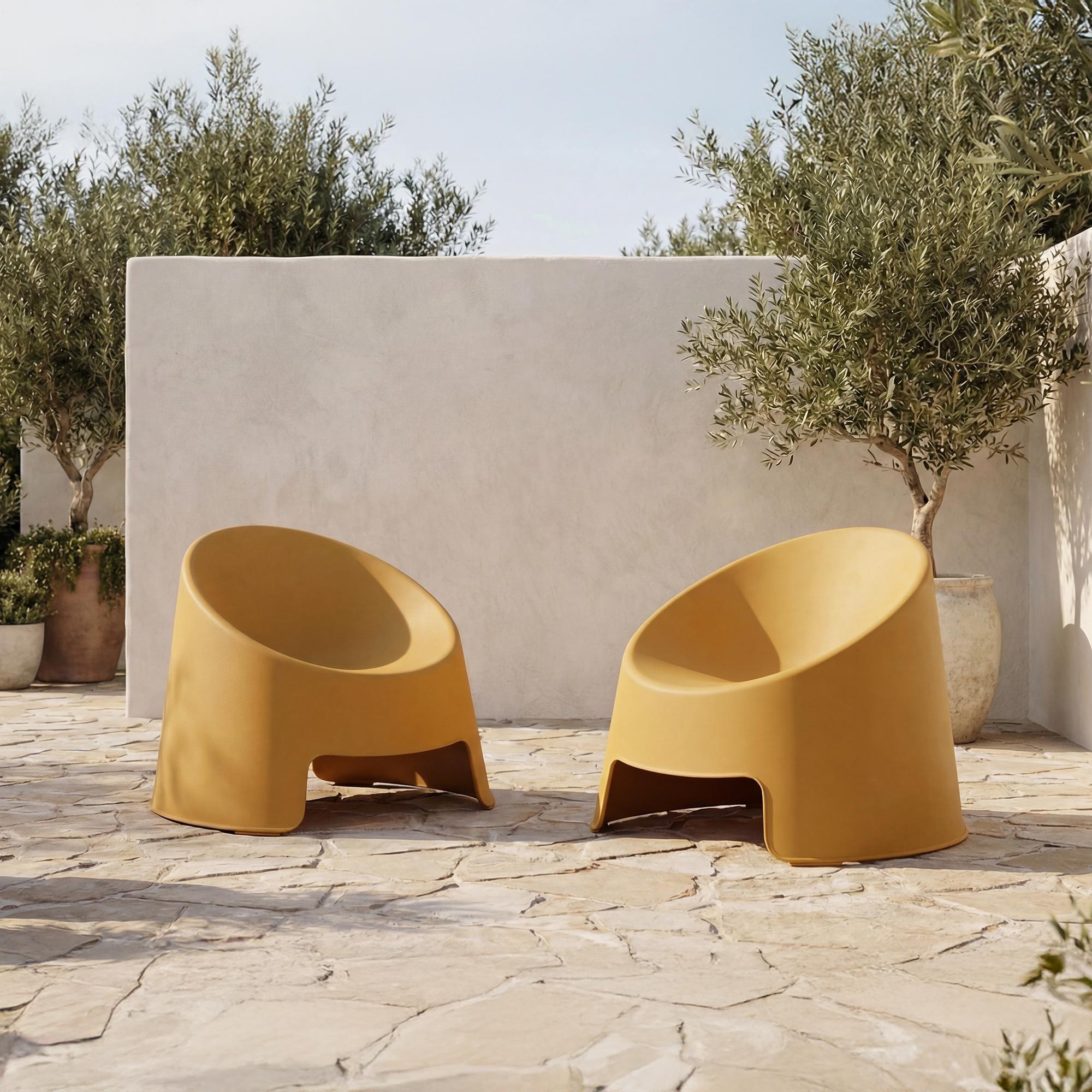 Nolla Outdoor Accent Chair Set of Two Yellow - Image 2