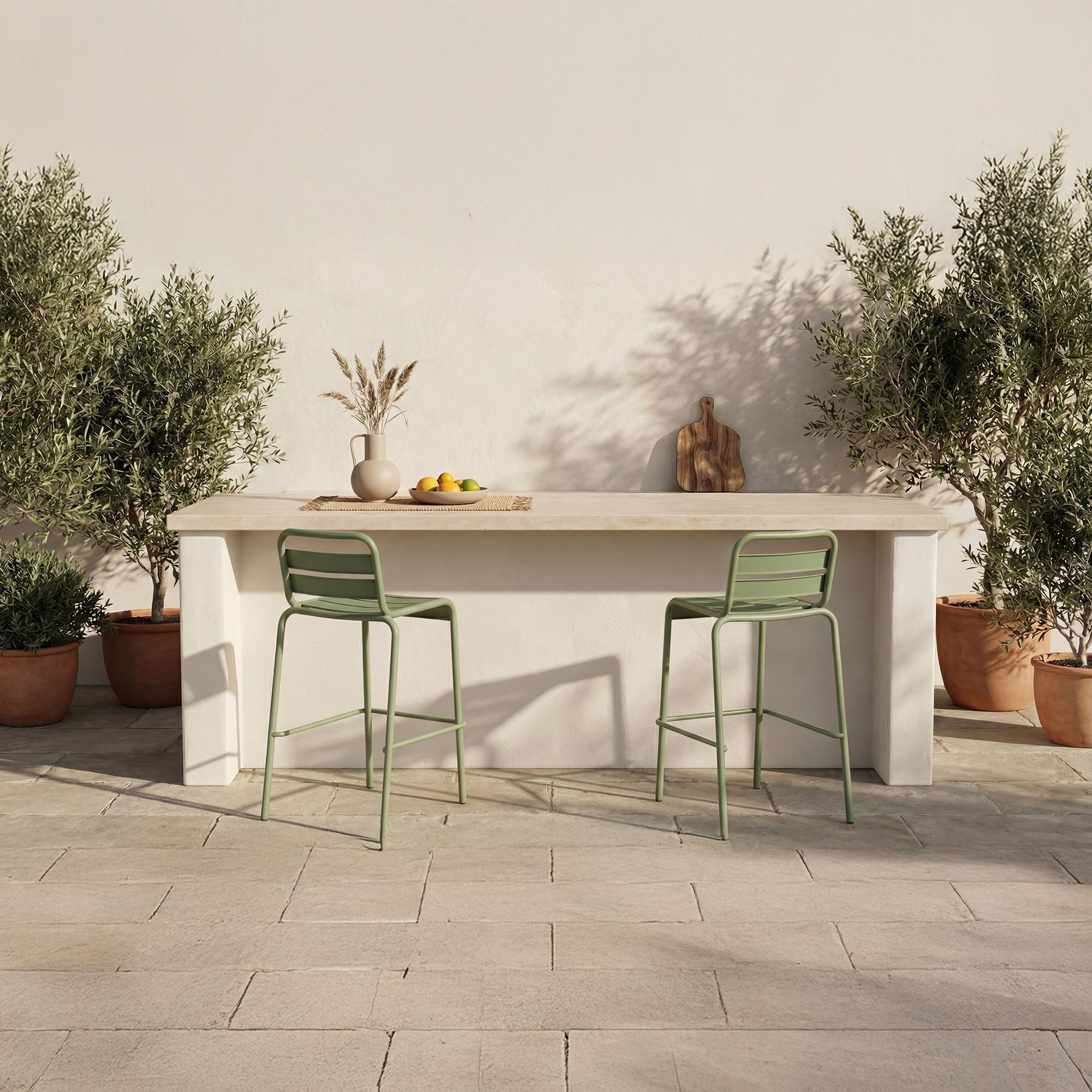 Kade Outdoor Bar Stool Green Set of Two - Image 2