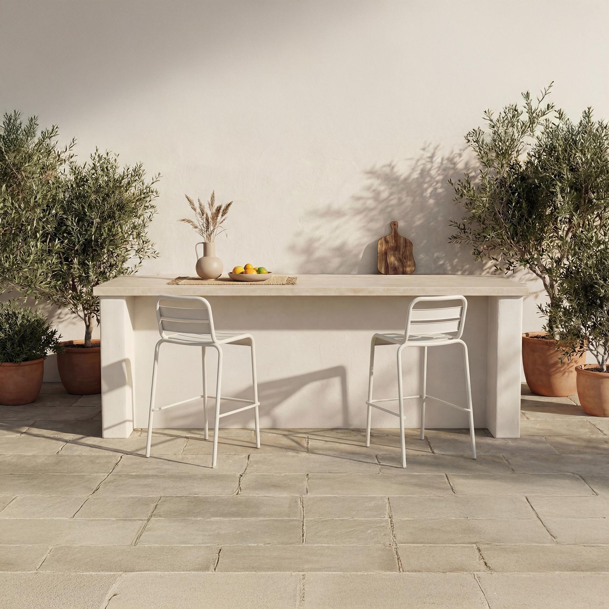 Kade Outdoor Bar Stool White Set of Two - Image 2