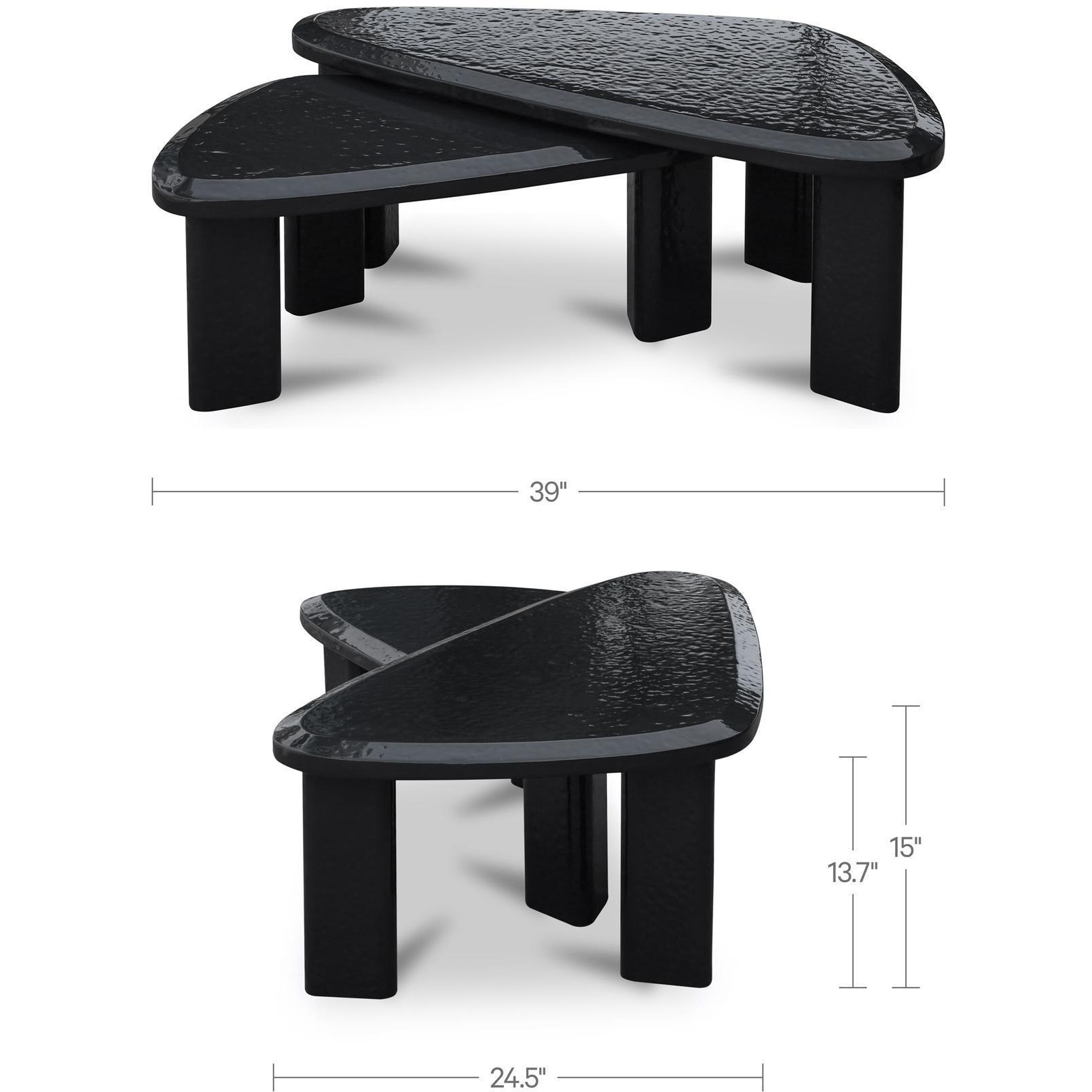 Sophie Outdoor Nesting Table Set Charcoal Lacquer - Image 3