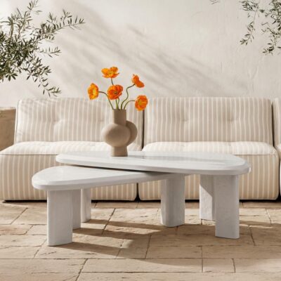 Alternative view of Sophie Outdoor Nesting Table Set Cream Lacquer